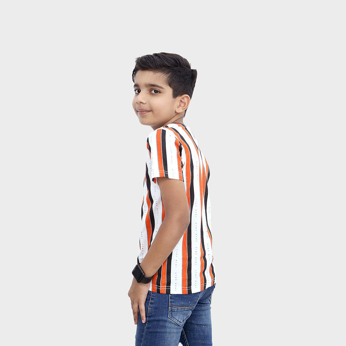 Boys Fashion Vertical Striped Printed Soft Cotton T-Shirt (GE-11782) - Brands River