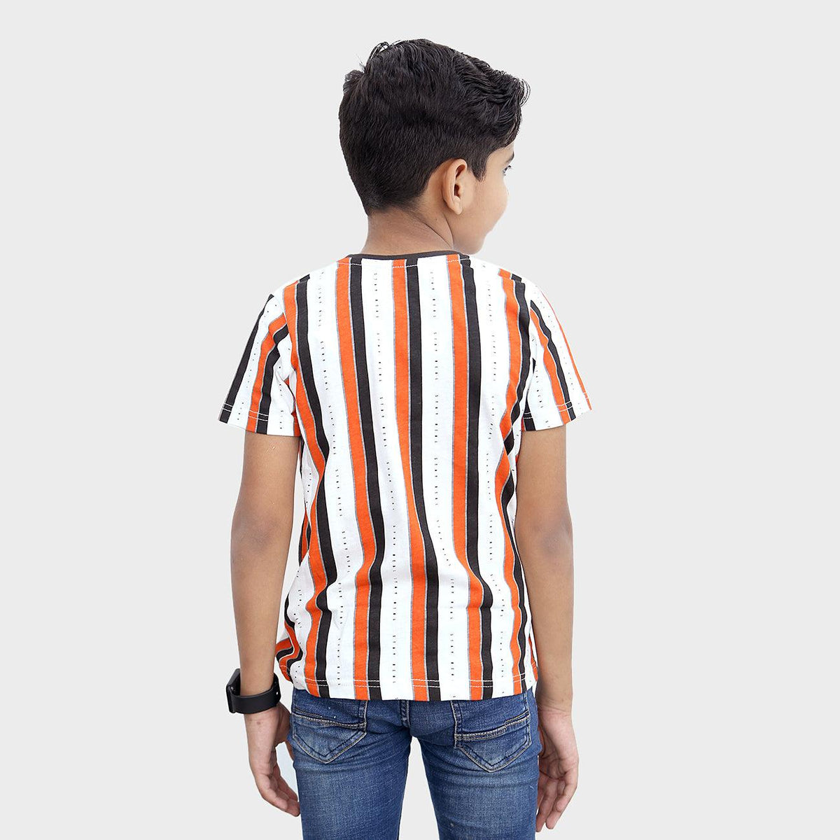Boys Fashion Vertical Striped Printed Soft Cotton T-Shirt (GE-11782) - Brands River