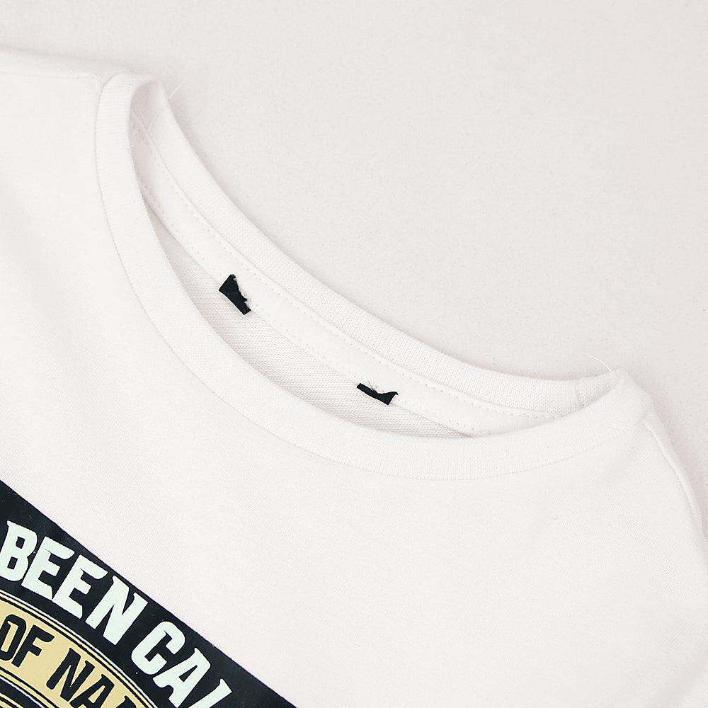 Premium Quality White Graphic Cotton T-Shirt for Boys (YO-11164) - Brands River