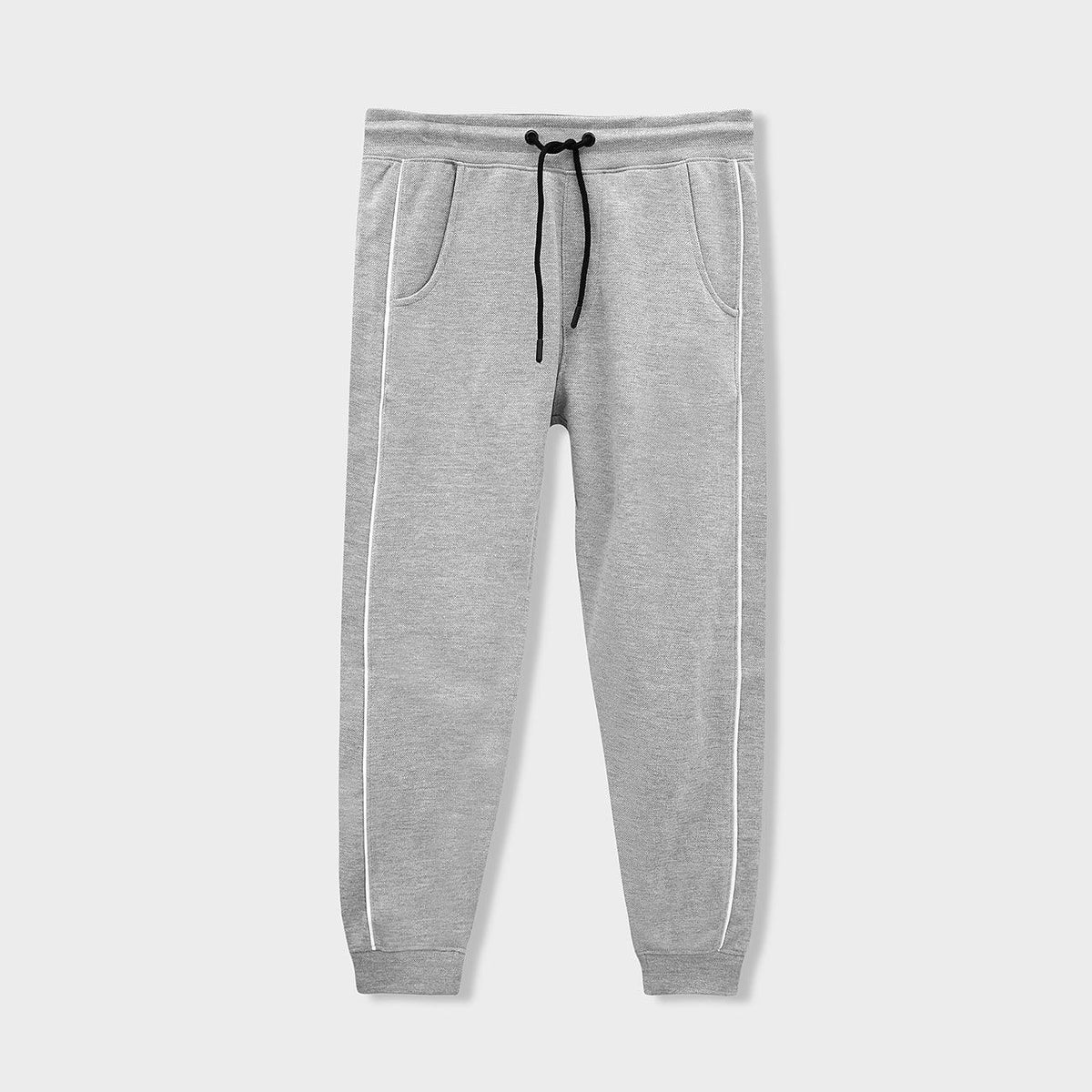 Men Soft Cotton Grey Side Striped Pique Jogging Trouser (CE-120274) - Brands River