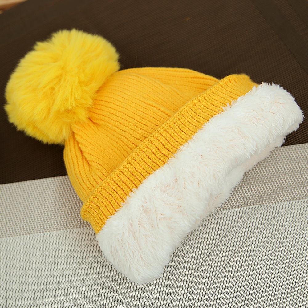 Wool Soft Premium Quality &quot;Smiley Face Sun&quot; Embroidered Knitted Fur Lined Stretch Caps - Brands River