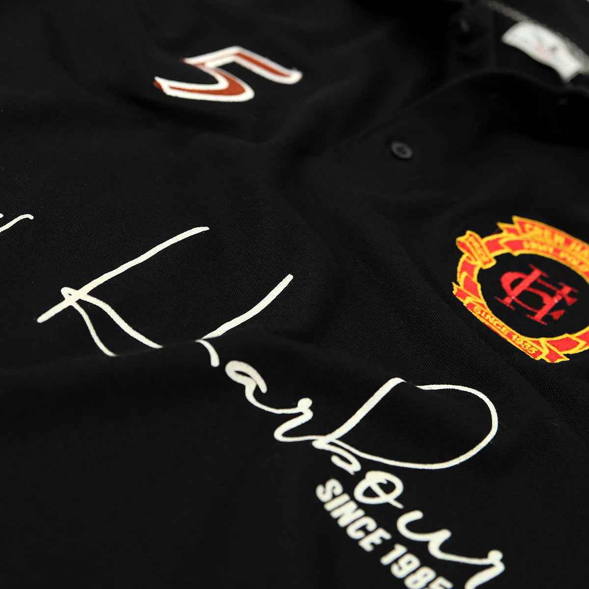 Mens Premium Quality Black Slim Fit Embellished Embroidered Pique Polo Shirt (CR-11248) - Brands River