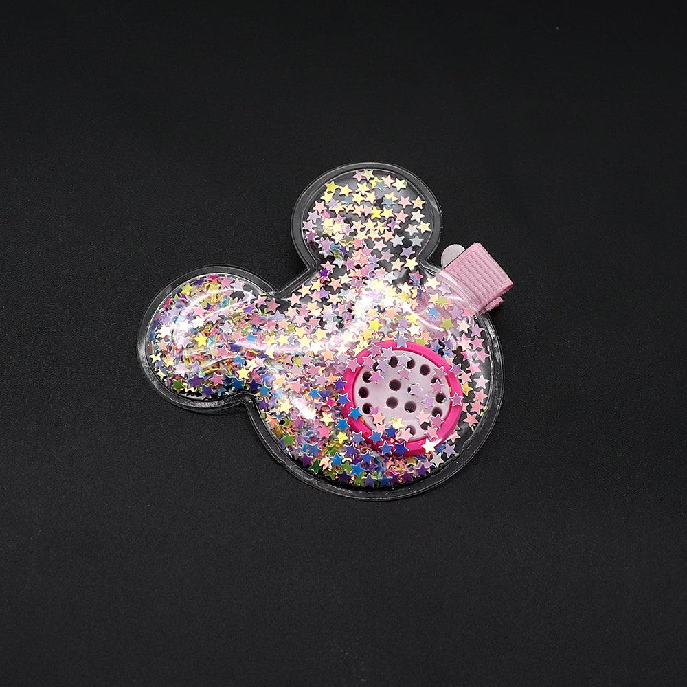 Micky Face Shaped Sparkle filled Alligator Hair Pins - Brands River