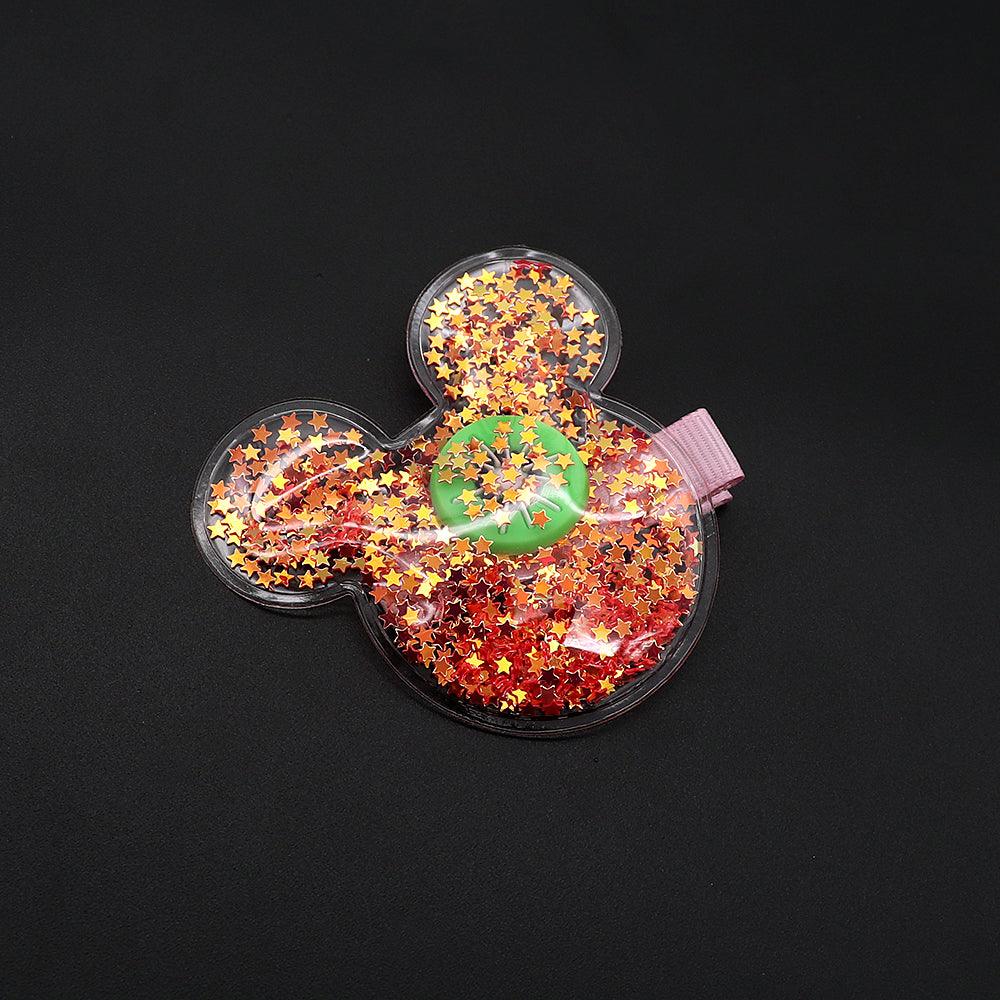 Micky Face Shaped Sparkle filled Alligator Hair Pins - Brands River