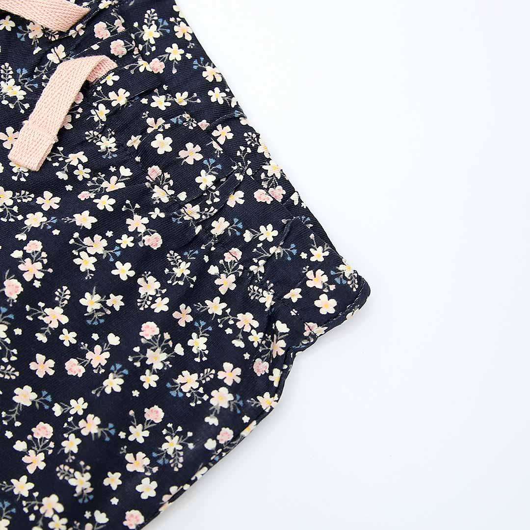 Girls All-Over Flower Printed Soft Cotton Short - Brands River