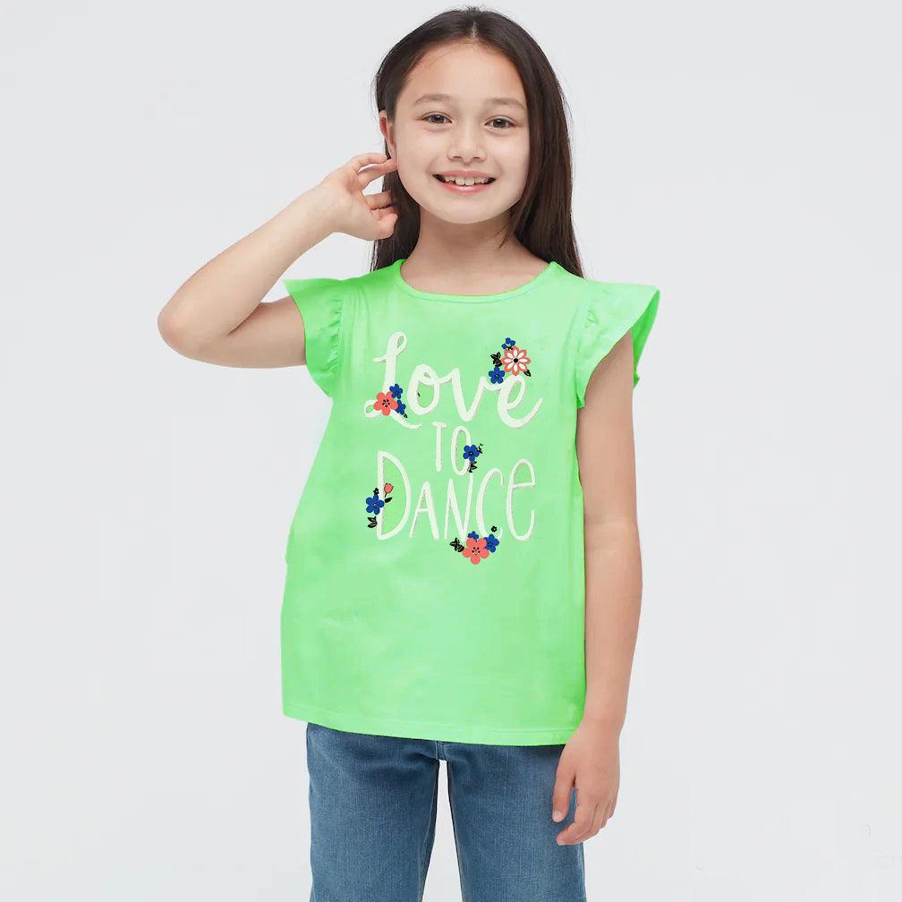 Girls &quot;Love To Dance&quot; Printed Soft Cotton T-Shirt 9 MONTH - 10 YRS (MI-10952) - Brands River
