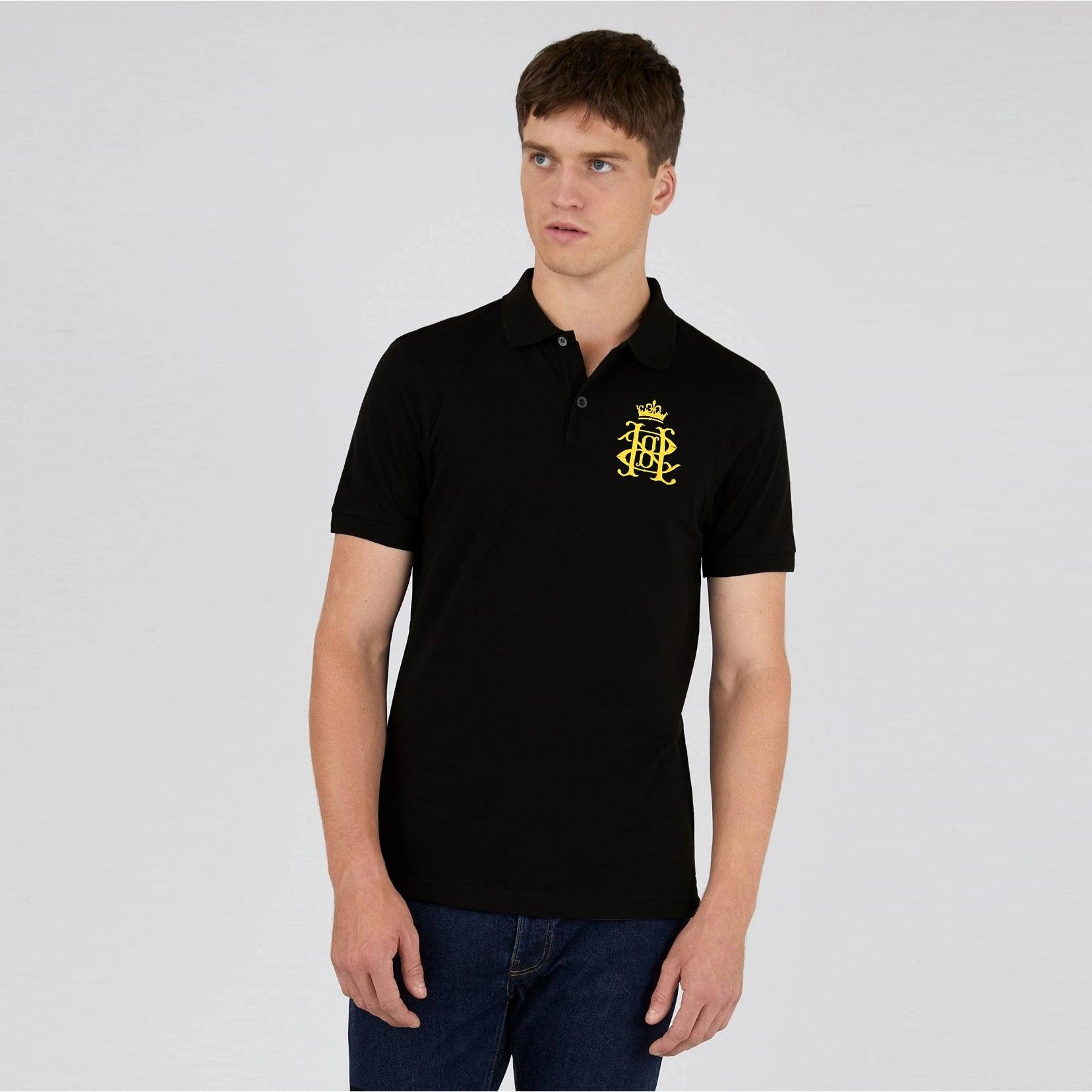Mens Premium Quality Black Slim Fit Signature Pique Polo Shirt (CR-11250) - Brands River